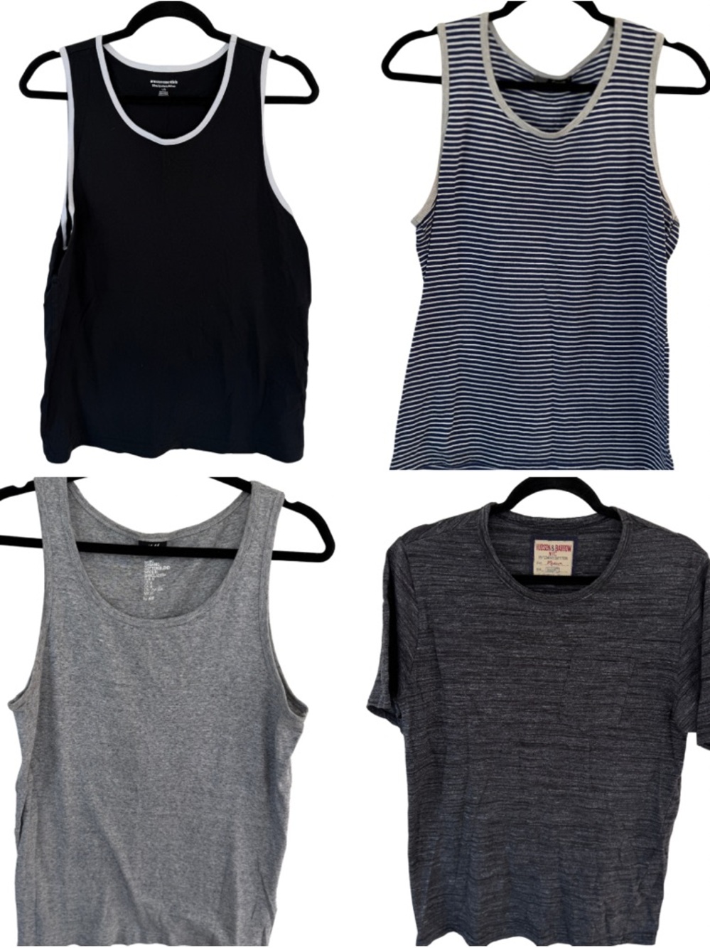 Men’s Tank & Tee Set - Black, Navy Stripe, Gray, Charcoal
